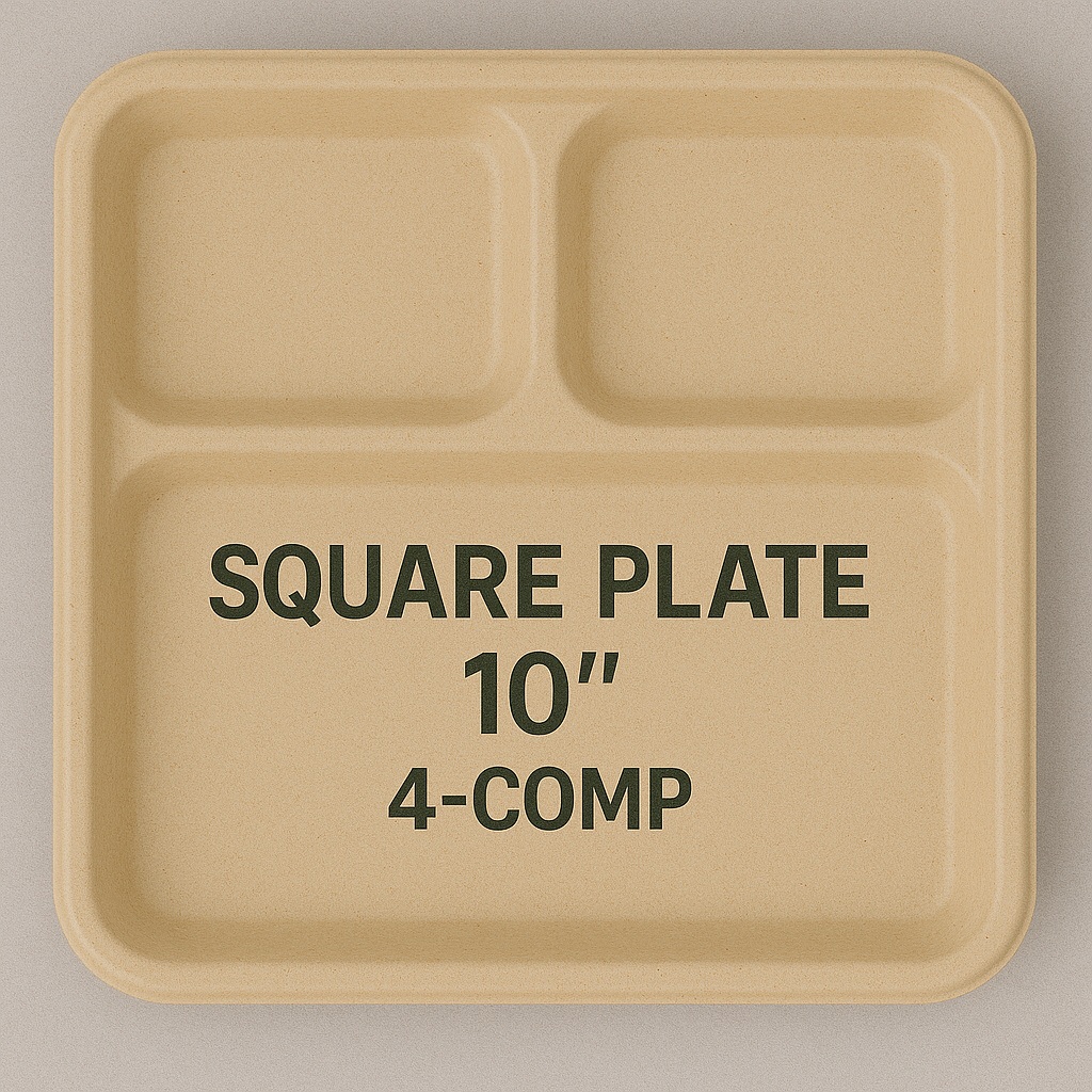 Square Plate 10" 4-Comp